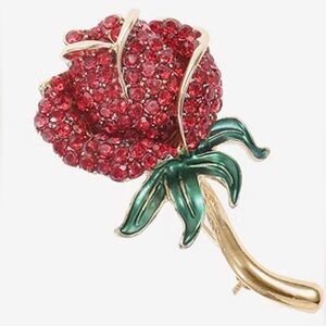 Elegant Red Rose Brooch